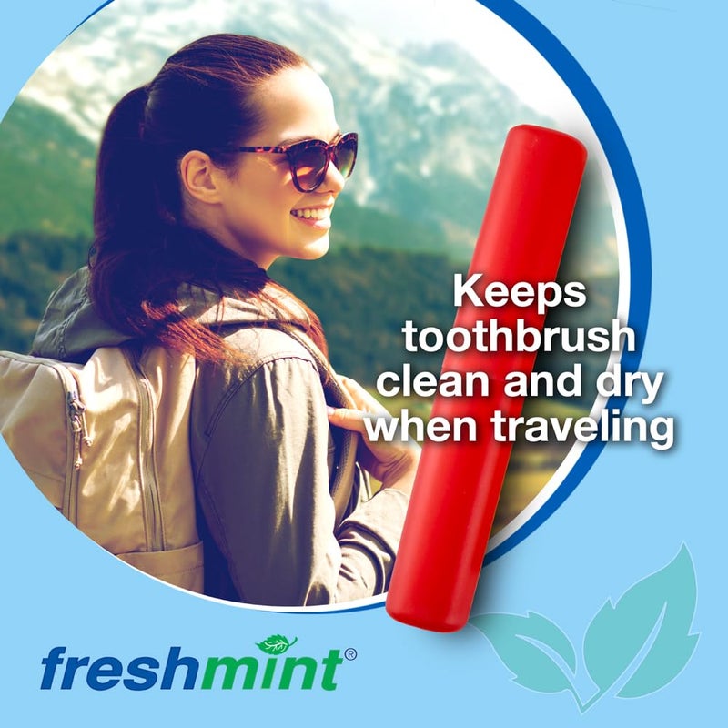 Freshmint (Pack of 100) Freshmint Toothbrush 2 Piece Holder Individually Wrapped Variety of Colors (Yellow, Blue, Clear, Red) - Image 5